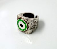 Happy eyes انگشتر نقره سان نفیسی جولری Square happy eye light green ring made by Sun Nafisi Jewellery