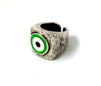 انگشتر Square Magic Eye سبز نقره سان نفیسی جولری Square Green Magic Eye Ring