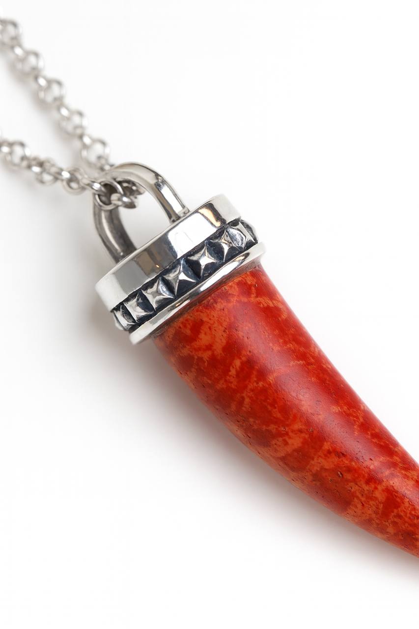 Silver and red coral necklace - Image 3