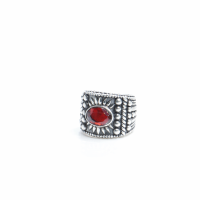 Silver ring with gemstone