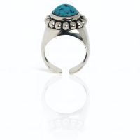 Domed Silver and Turquoise Ring