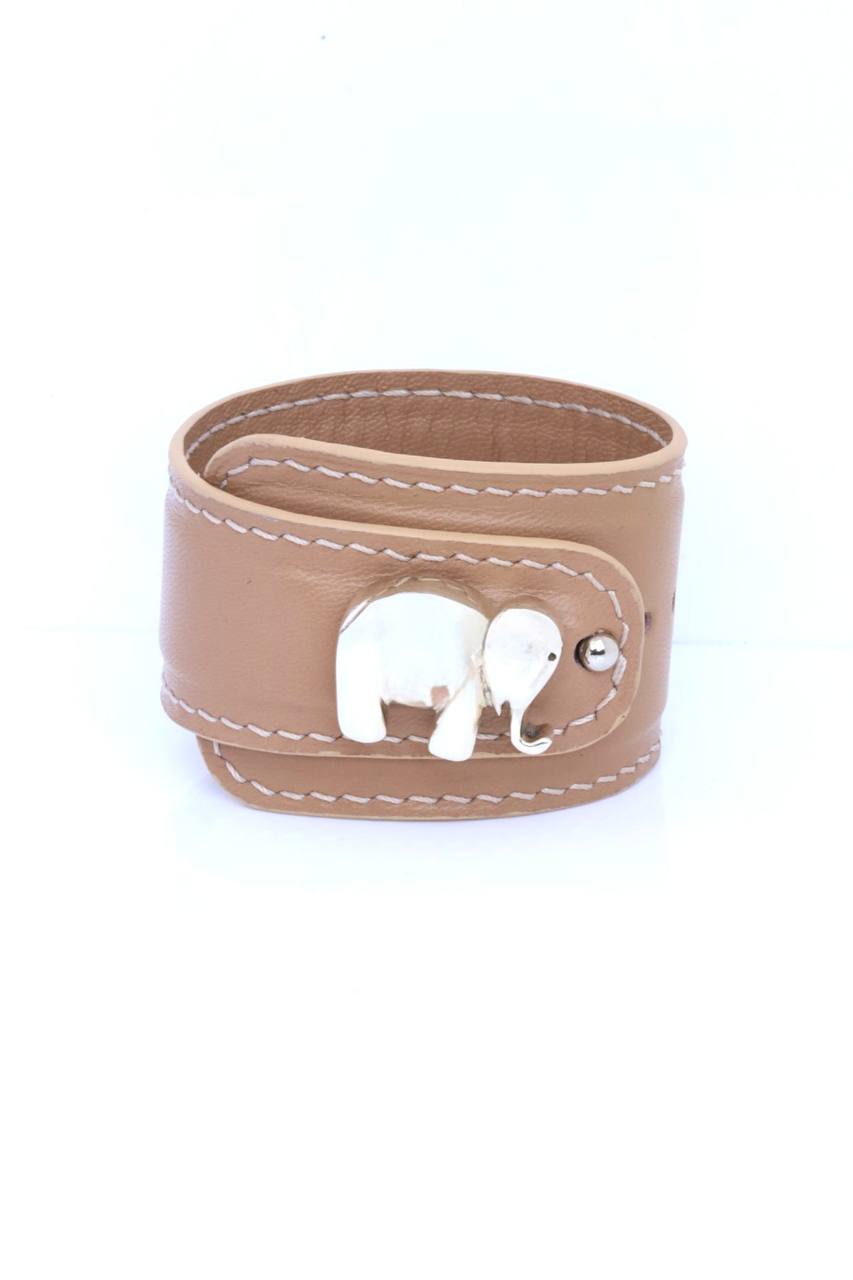 The leather and silver elephant bracelet