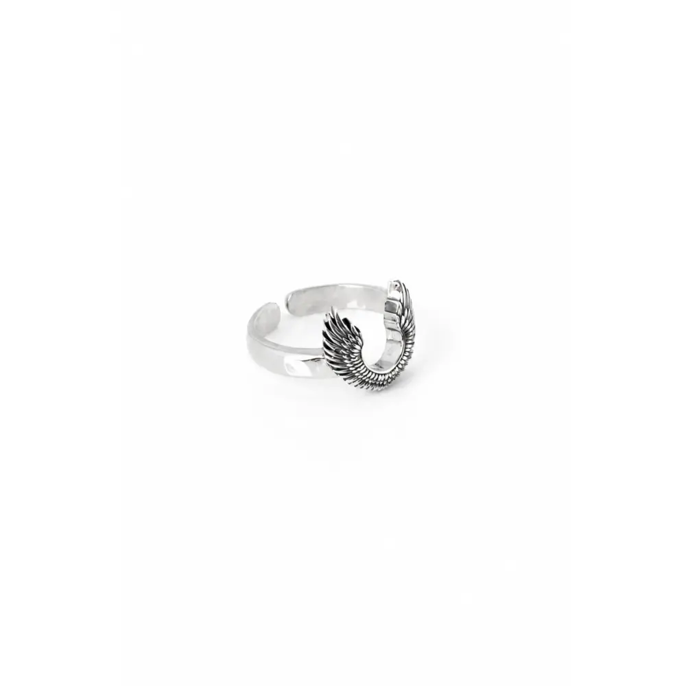 Angel wing silver ring